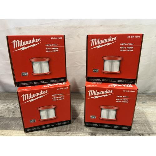 NEW - Milwaukee 18/12 HEPA Wet/Dry Vacuum Filter for Milwaukee Models 0880-20  0970-20  & 0960-20 Vacuums (Lot Of 4)