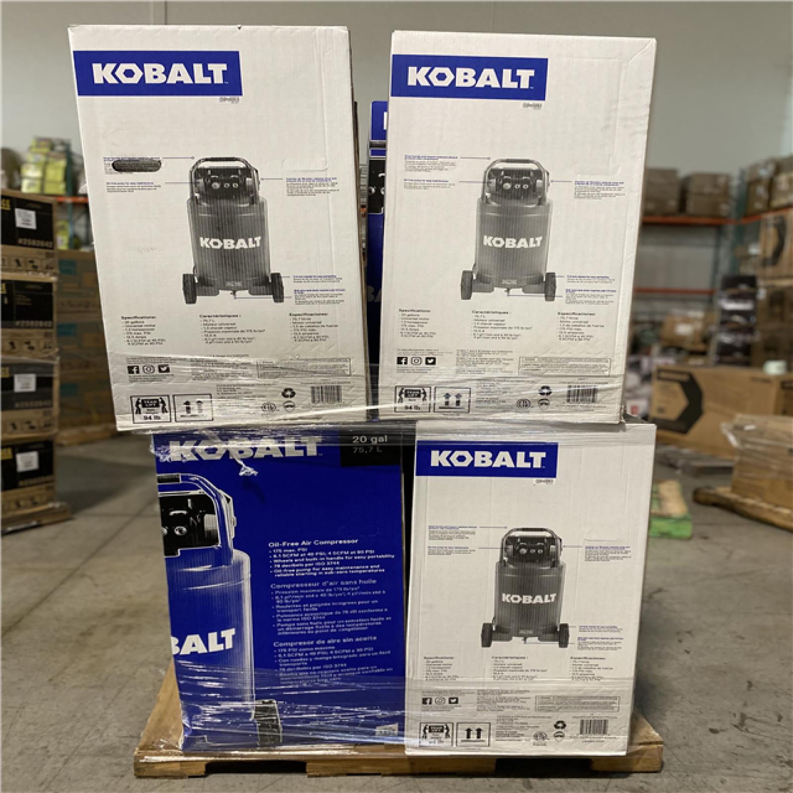 DALLAS LOCATION - Kobalt 20-Gallon Portable Electric 175 PSI Vertical Air Compressor PALLET -(8 UNITS)