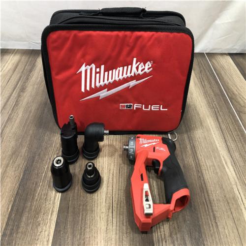 AS-IS Milwaukee FUEL 12V Lithium-Ion Brushless Cordless 4-in-1 Installation 3/8 in. Drill Driver with 4 Tool Head (Tool-Only)