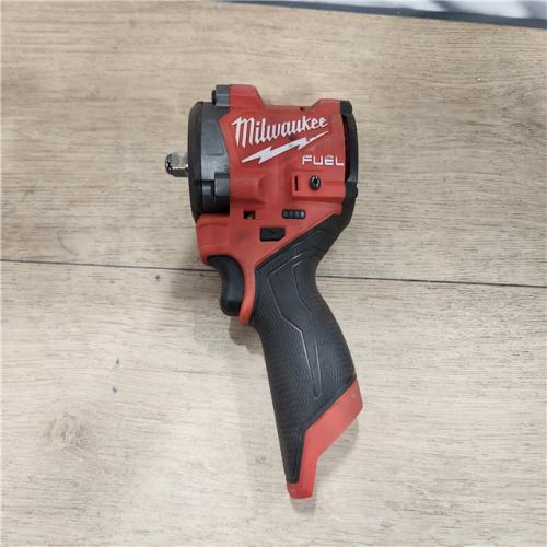 AS-IS- Milwaukee  FUEL 12V Lithium-Ion Brushless Cordless Stubby 3/8 in. Impact Wrench (Tool-Only)