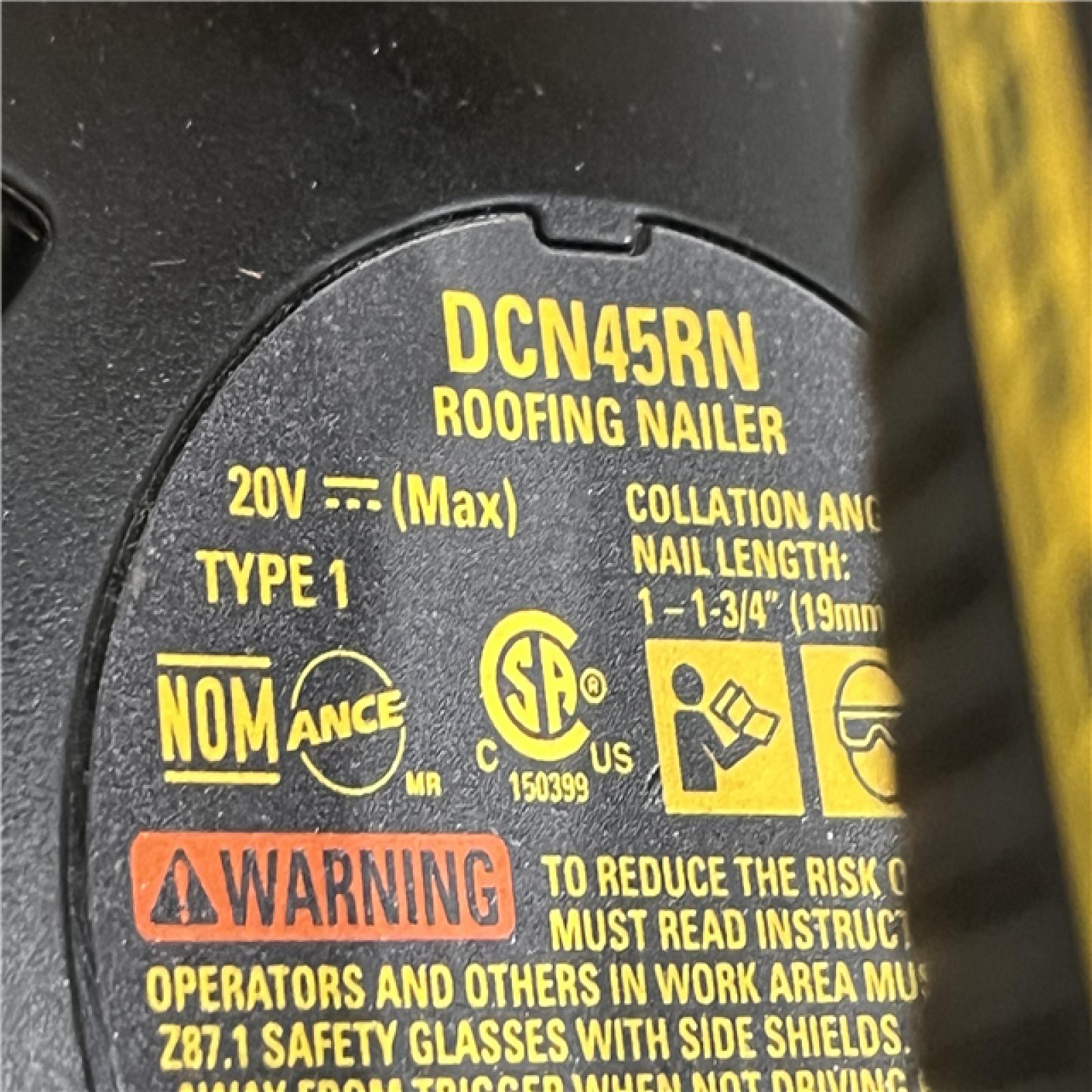 AS-IS DEWALT 20V MAX Lithium-Ion 15-Degree Electric Cordless Roofing Nailer Kit