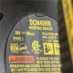 AS-IS DEWALT 20V MAX Lithium-Ion 15-Degree Electric Cordless Roofing Nailer Kit