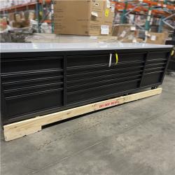 DALLAS LOCATION- AS-IS Husky 96 in. W x 24 in. D 16-Drawer Heavy-Duty Mobile Workbench with Stainless Steel Top in Matte Black