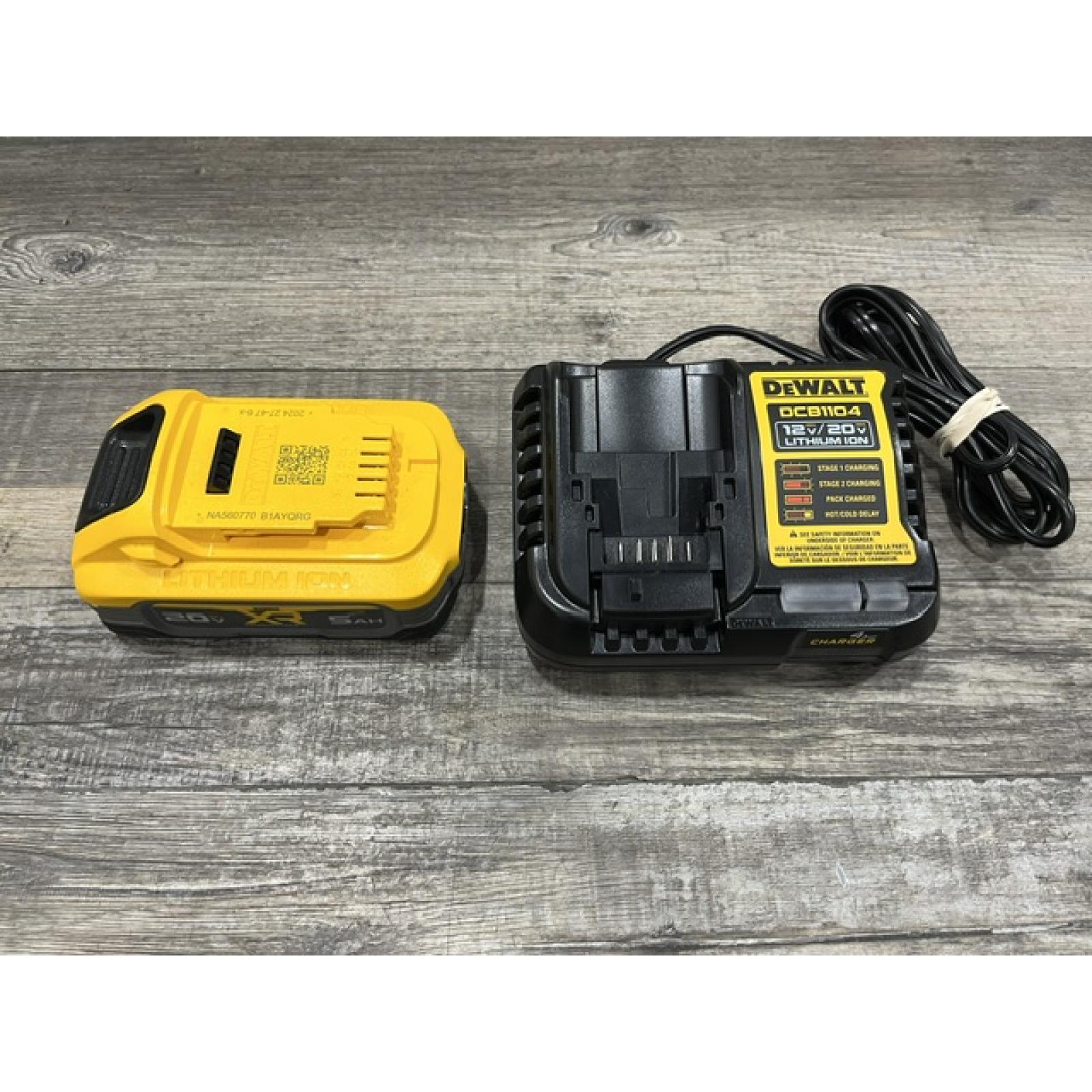 AS-IS DEWALT 20V MAX XR POWERSTACK Lithium-Ion Battery Starter Kit with 5.0Ah Battery and Charger