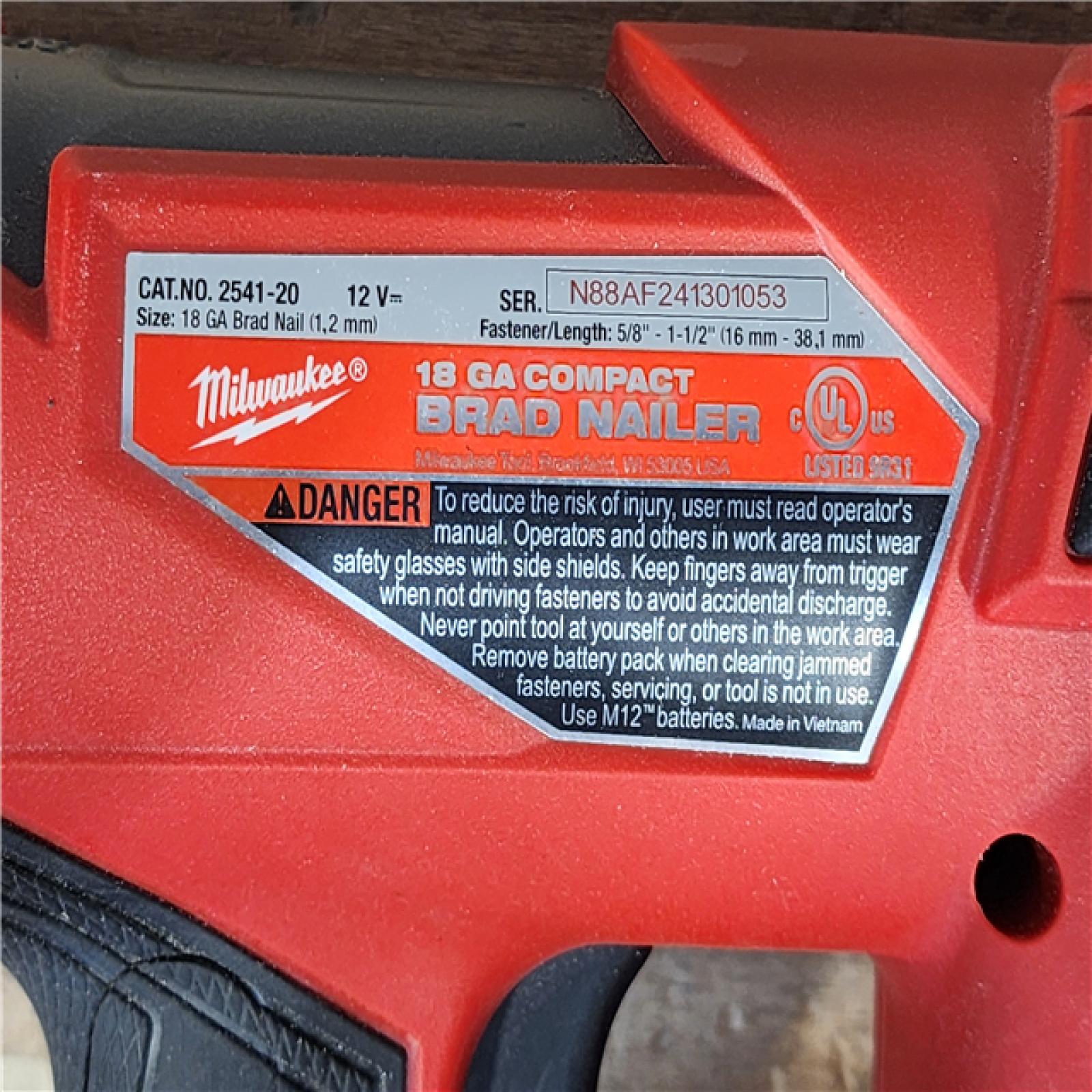 HOUSTON LOCATION - AS-IS Milwaukee FUEL 12-Volt Lithium-Ion Brushless Cordless 18-Gauge 1-1/2 in. Compact Brad Nailer (Tool Only)