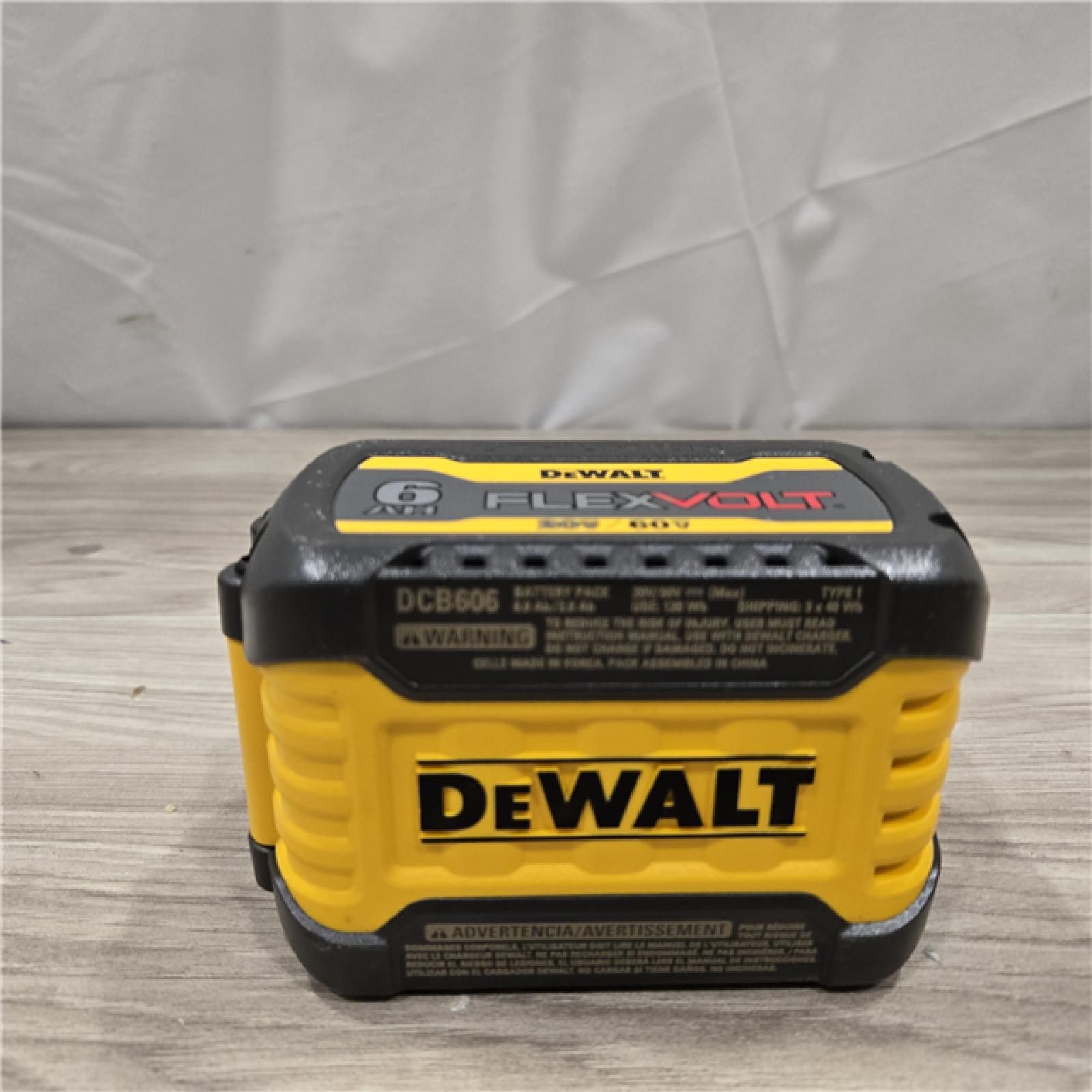 AS-IS DEWALT FLEXVOLT 20V/60V MAX Lithium-Ion 6.0Ah Battery Pack with 6 Amp Output Charger