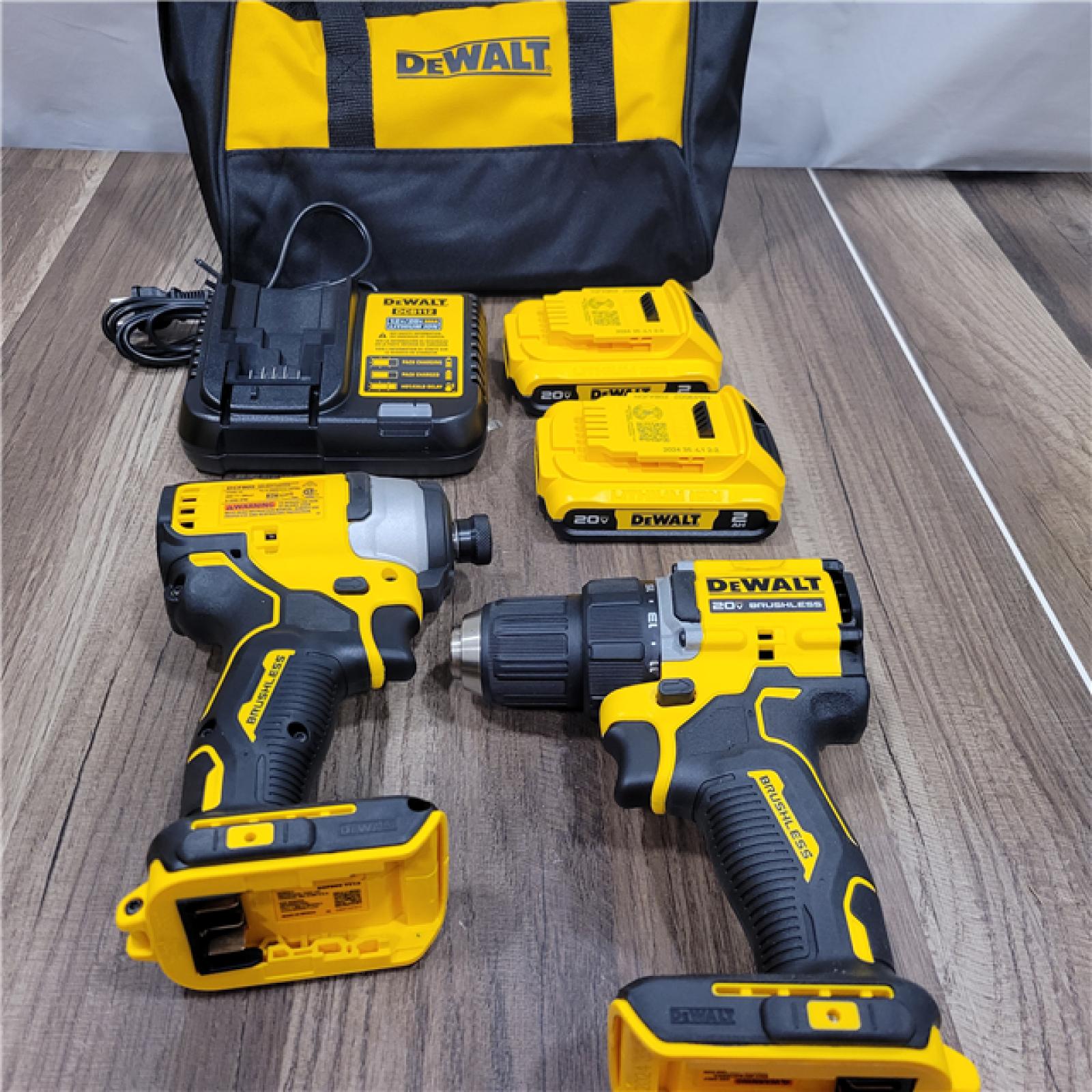 AS-IS DEWALT ATOMIC 20-Volt MAX Lithium-Ion Cordless Combo Kit (2-Tool) with (2) 2.0Ah Batteries, Charger and Bag