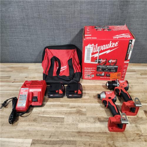 HOUSTON LOCATION - AS-IS Milwaukee 18V Lithium-Ion Brushless Cordless Compact Drill/Impact Combo Kit