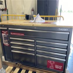 DALLAS LOCATION - Husky 61 in. W x 24 in. D Standard Duty 10-Drawer Mobile Workbench Tool Chest with Sliding Bin Storage Drawer in Silver