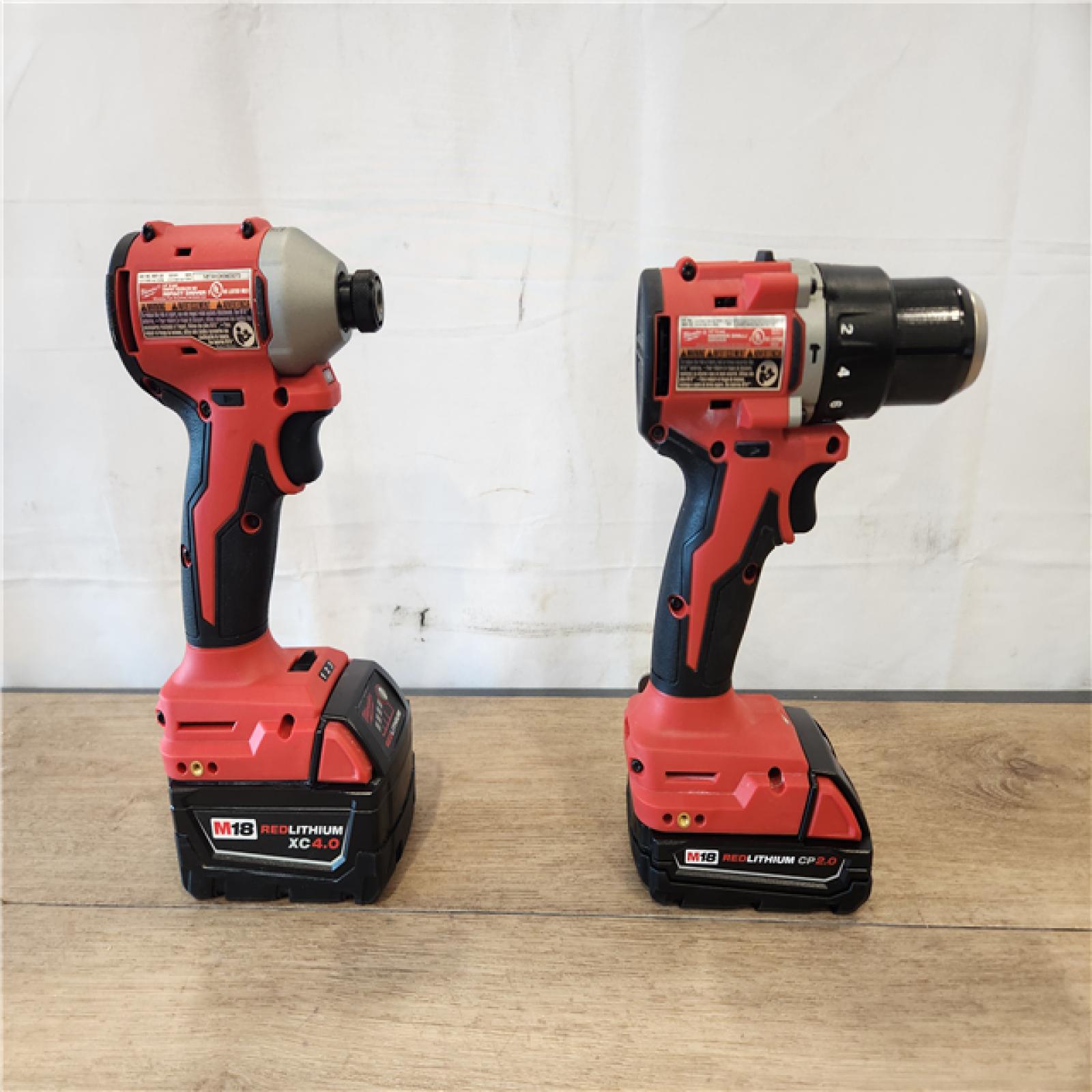 AS-IS- Milwaukee 18-Volt Lithium-Ion Brushless Cordless Compact Hammer Drill/Impact Combo Kit