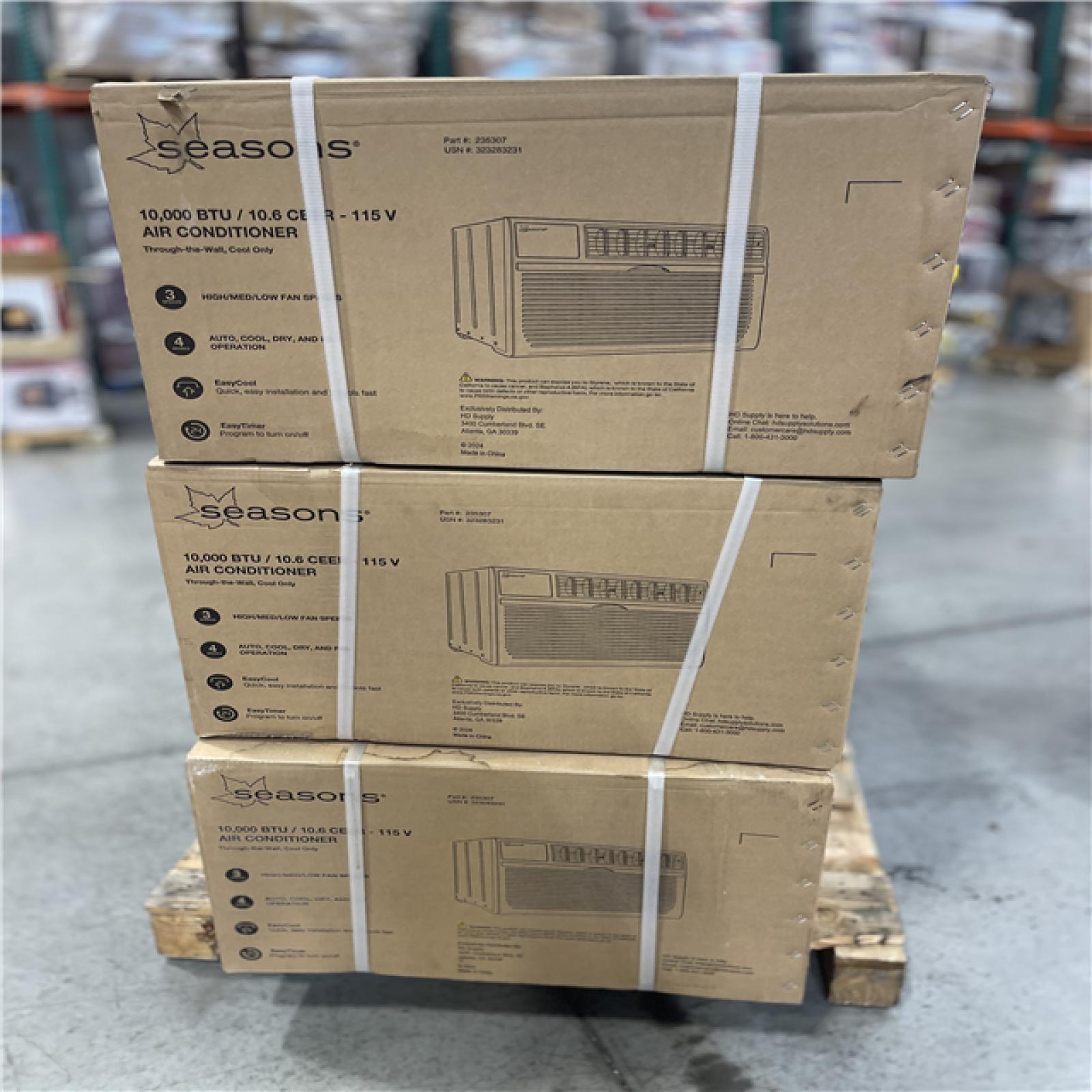 DALLAS LOCATION- SEASONS 10000 BTU 115V AIR CONDITIONING UNIT PALLET (6 UNITS)