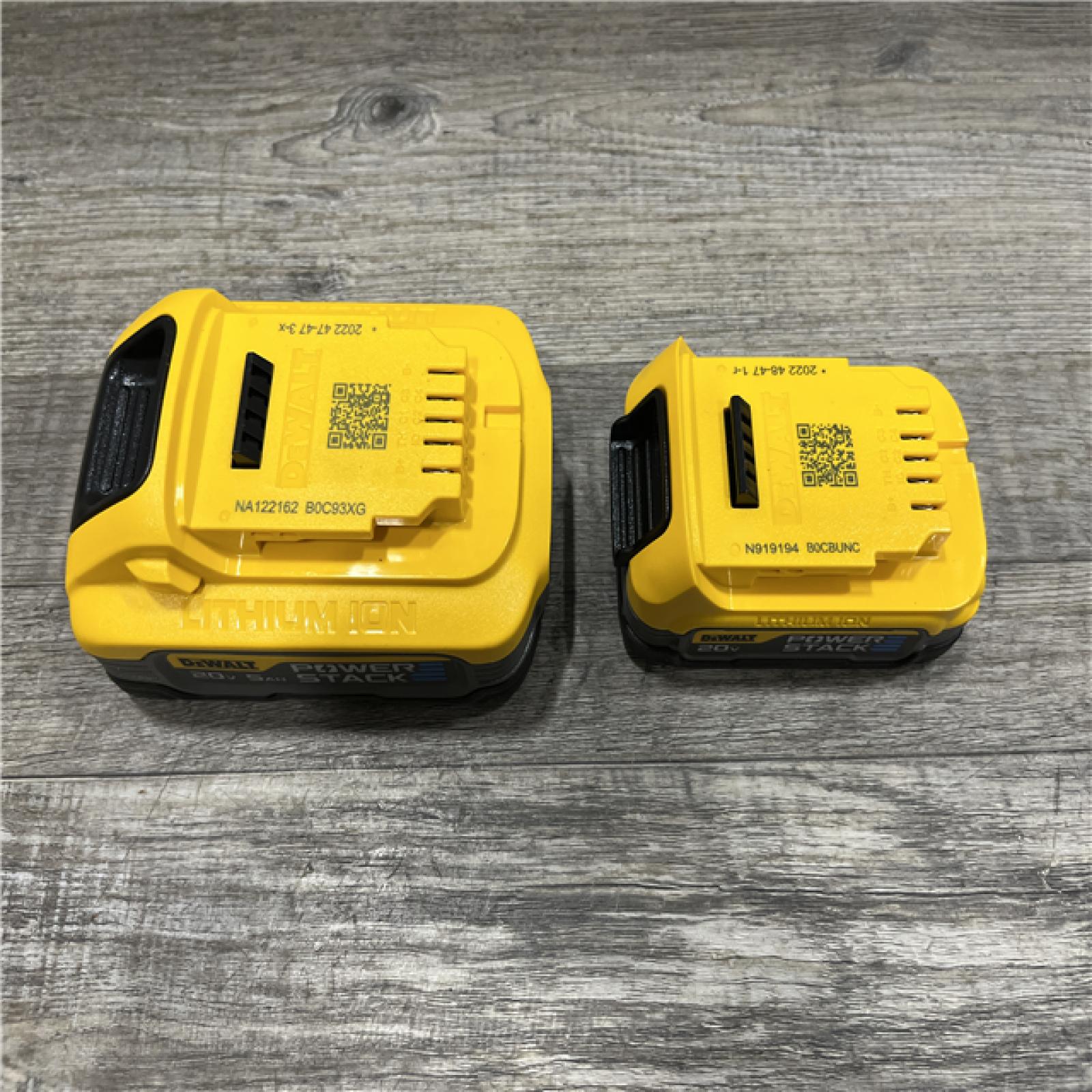 AS-IS DEWALT POWERSTACK 20V 5.0Ah and 1.7Ah Lithium-Ion Power Tool Battery Packs (2-Pack)