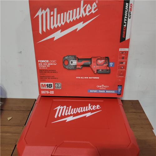 California NEW Milwaukee Force Logic M18 600 MCM Cu Crimper Kit  Includes (2) Batteries  Charger and Hard Case
