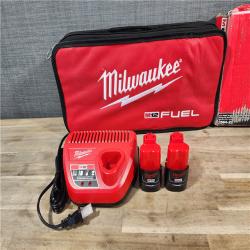 HOUSTON LOCATION - AS-IS Milwaukee M12 FUEL 12-Volt Lithium-Ion Brushless Cordless 3/8 in. Right Angle Impact Wrench Kit with Two 2.0 Ah Batteries