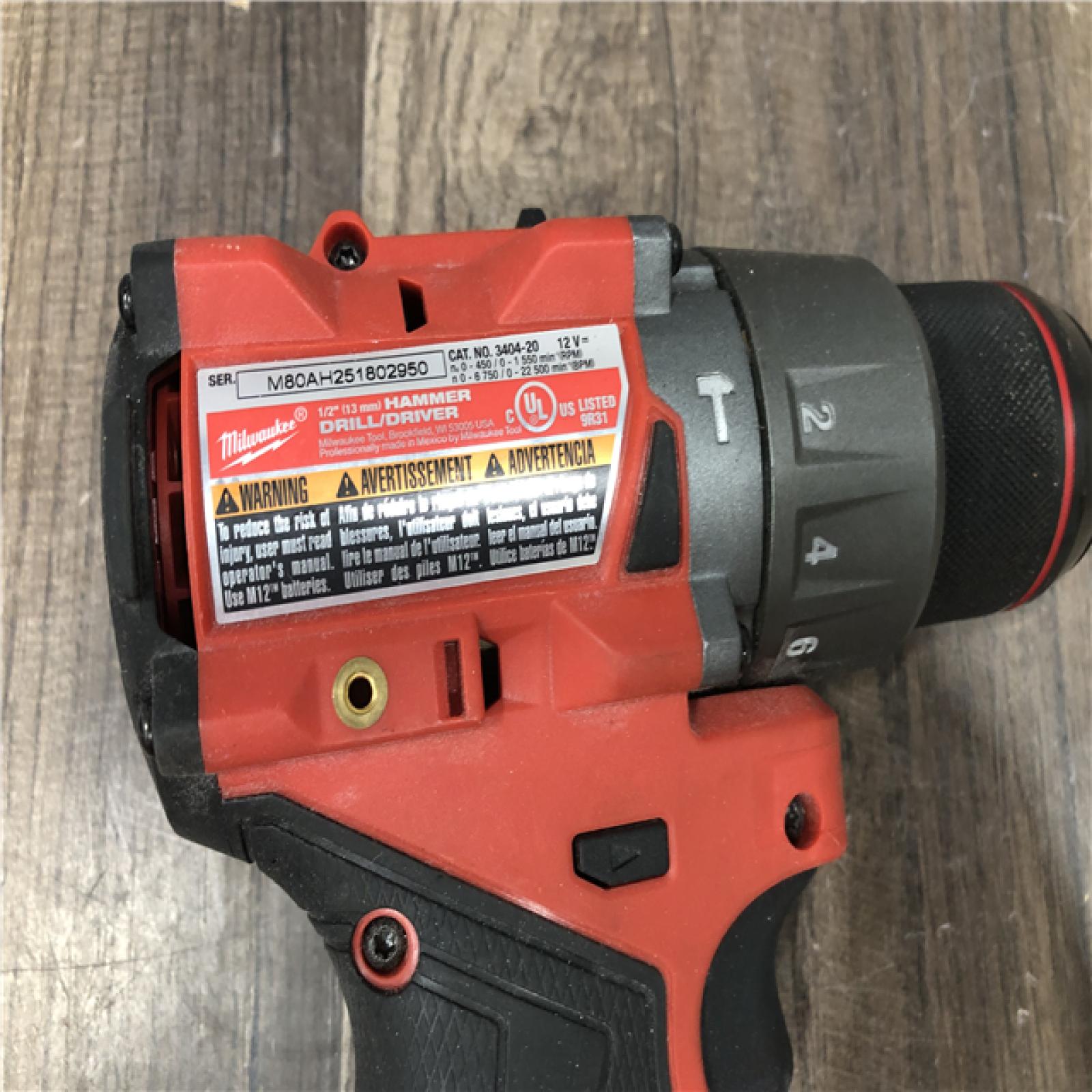 AS-IS Milwaukee FUEL 12V Lithium-Ion Brushless Cordless 1/2 in. Hammer Drill (Tool-Only)