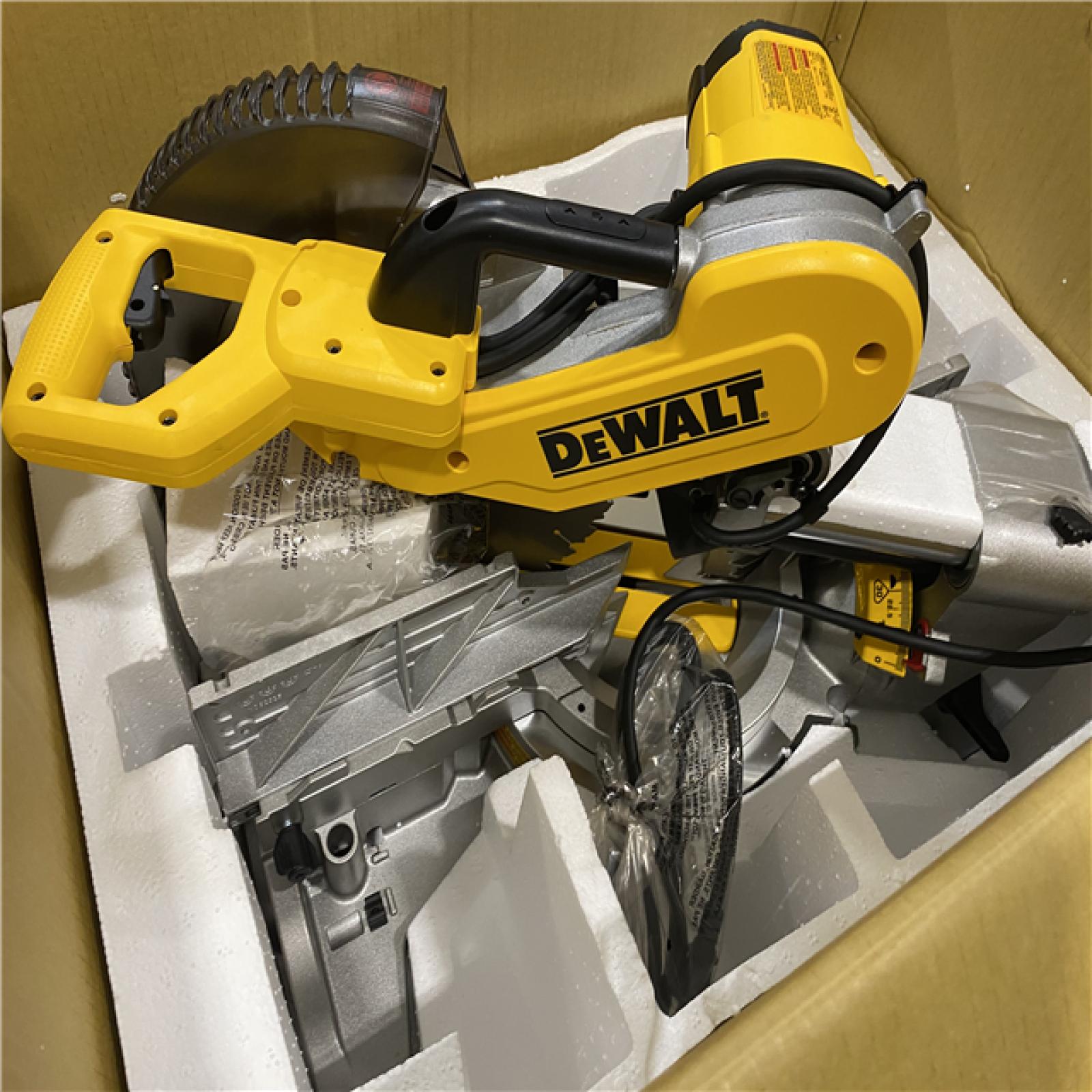 As-Is -DeWalt 15 Amps 12 in. Corded Dual-Bevel Sliding Compound Miter Saw