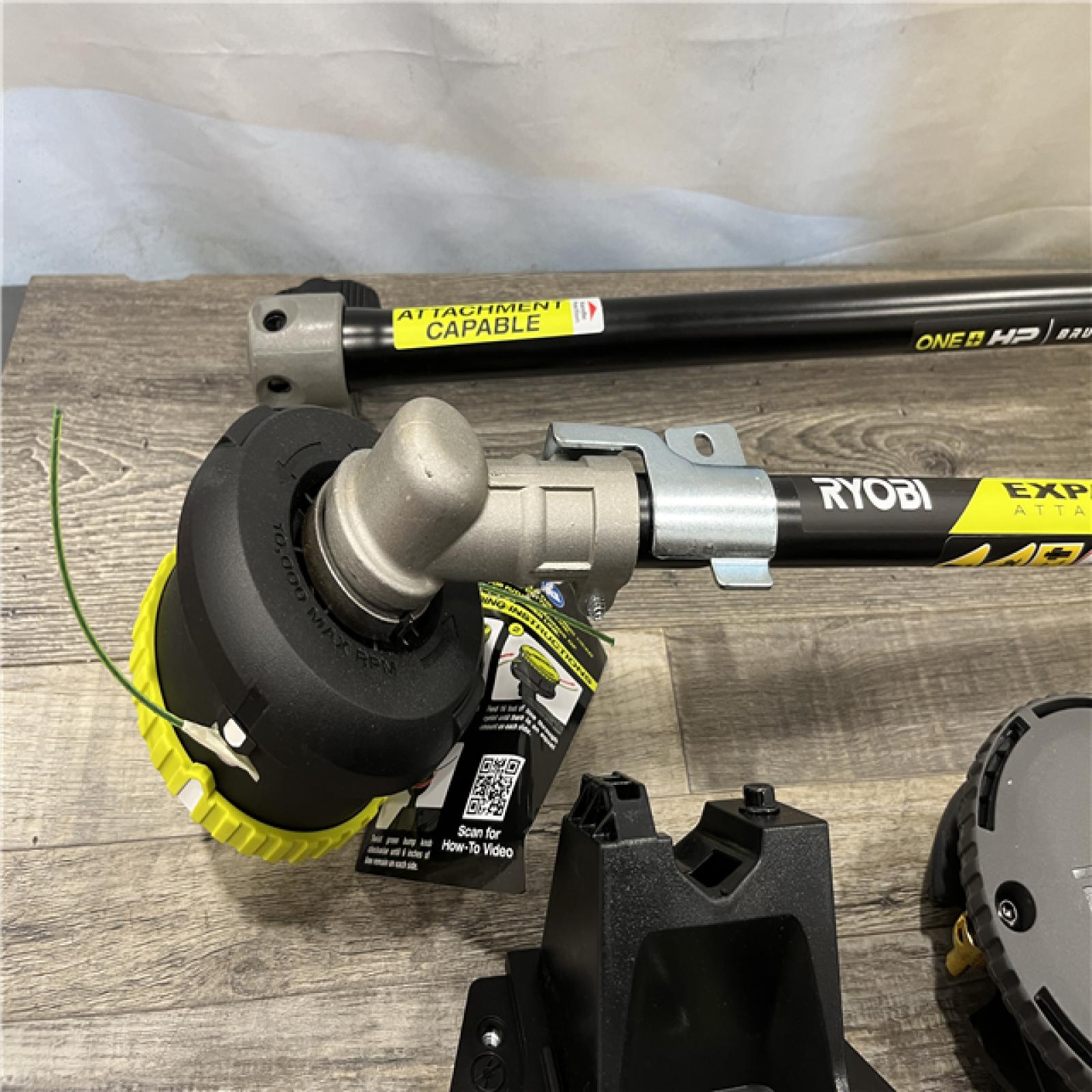 AS-IS RYOBI ONE+ HP 18V Brushless Whisper Series 15 in. Cordless Attachment Capable String Trimmer Kit