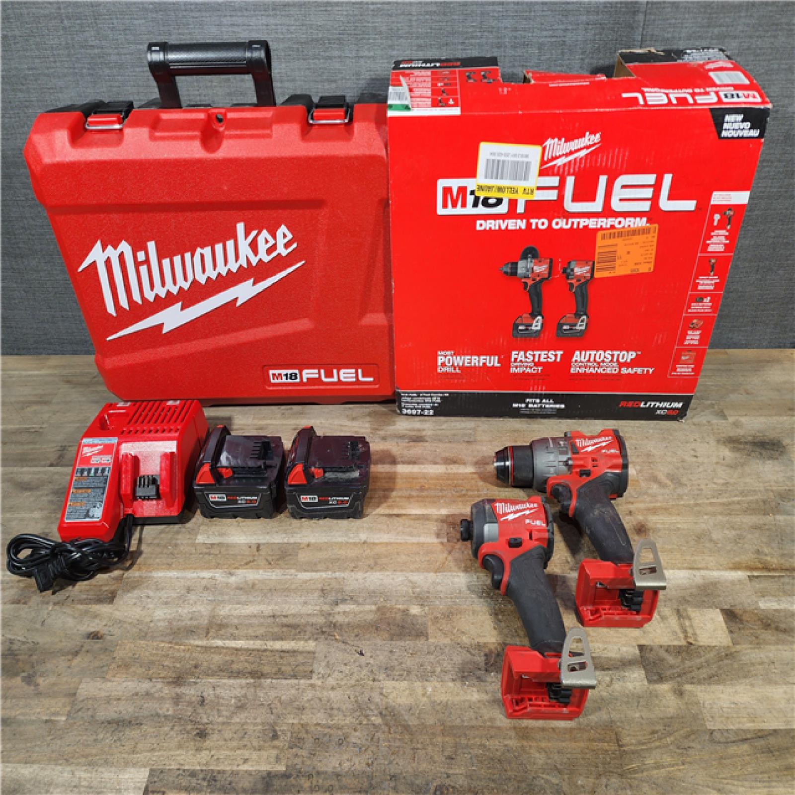 HOUSTON LOCATION - AS-IS MILWAUKEE FUEL 18V Lithium-Ion Brushless Cordless Hammer Drill and Impact Driver Combo Kit