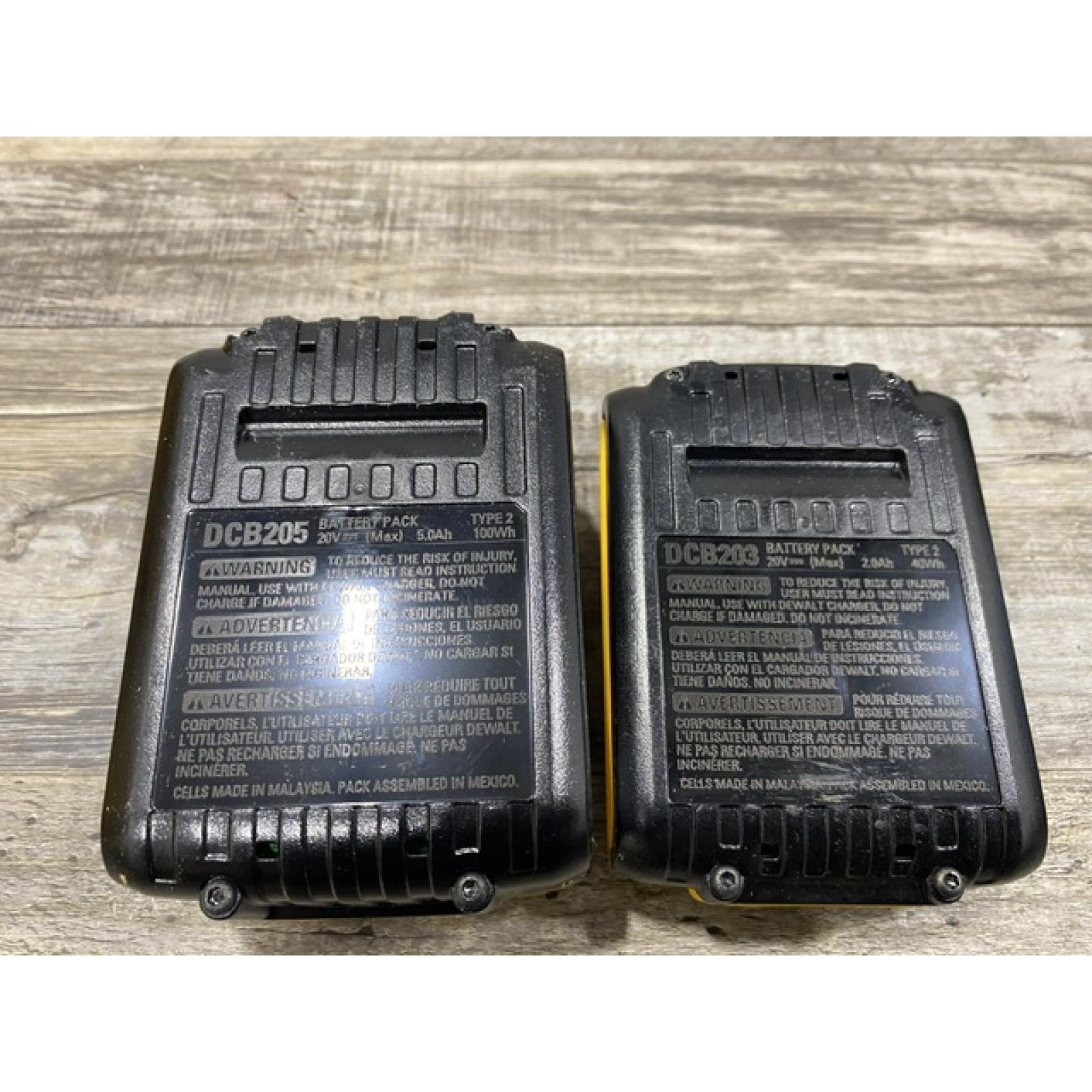 AS-IS DEWALT 20V MAX Lithium-Ion Battery Kit with 5.0Ah and 2.0Ah Battery and Charger