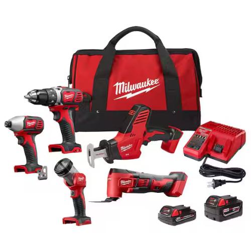 NEW! - Milwaukee M18 18V Lithium-Ion Cordless Combo Kit (5-Tool) with (2) Batteries  Charger and Tool Bag