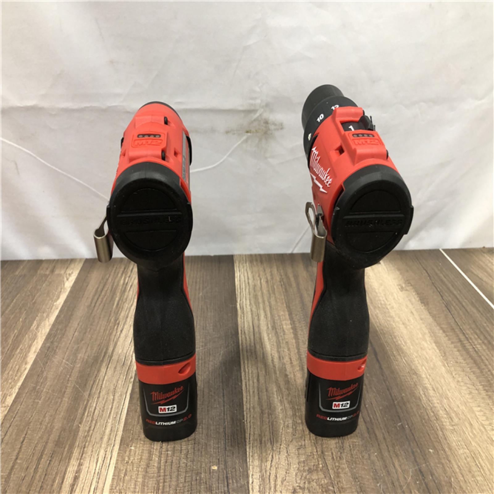 AS-IS Milwaukee 12-Volt Lithium-Ion Brushless Cordless Subcompact Drill and Impact Driver Combo Kit