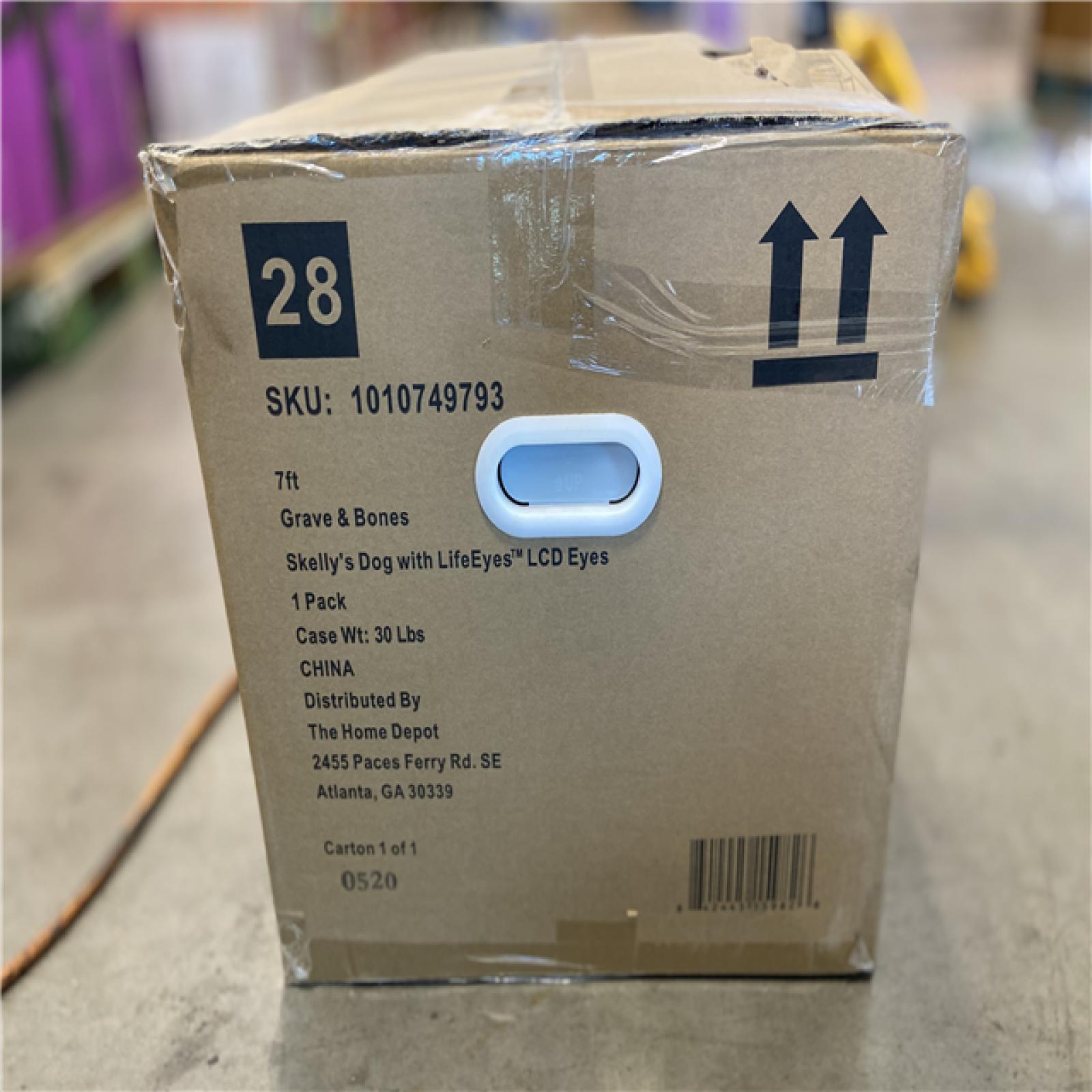 DALLAS LOCATION - Home Accents Holiday 7 ft. Long Grave & Bones Skelly's Dog with LifeEyes LCD Eyes