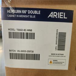 Phoenix AS-IS ARIEL Hepburn 66 in. Double Sink Freestanding Bathroom Vanity in Midnight Blue with Pure White Quartz Top