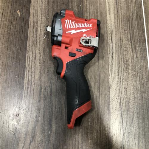 AS-IS Milwaukee FUEL 12V Lithium-Ion Brushless Cordless Stubby 3/8 in. Impact Wrench (Tool-Only)