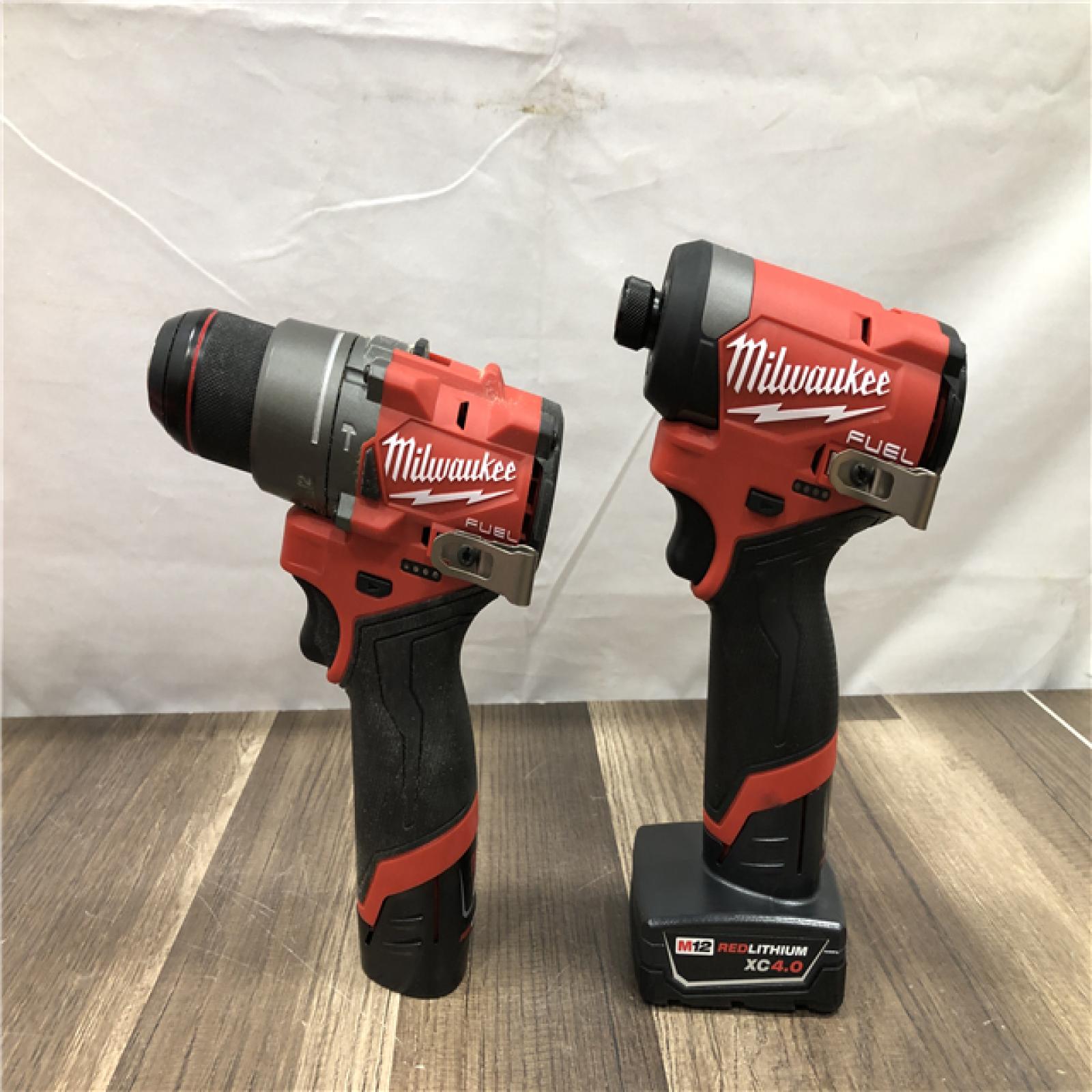 AS-IS Milwaukee FUEL 12-Volt Lithium-Ion Brushless Cordless Hammer Drill and Impact Driver Combo Kit