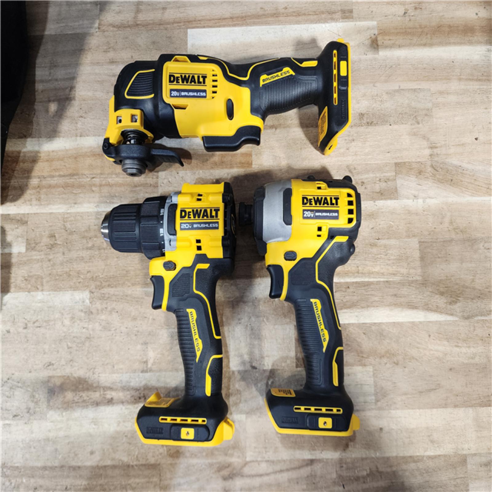 HOUSTON LOCATION - AS-IS DEWALT ATOMIC 20-Volt Lithium-Ion Cordless Brushless (3-Tool) Combo Kit