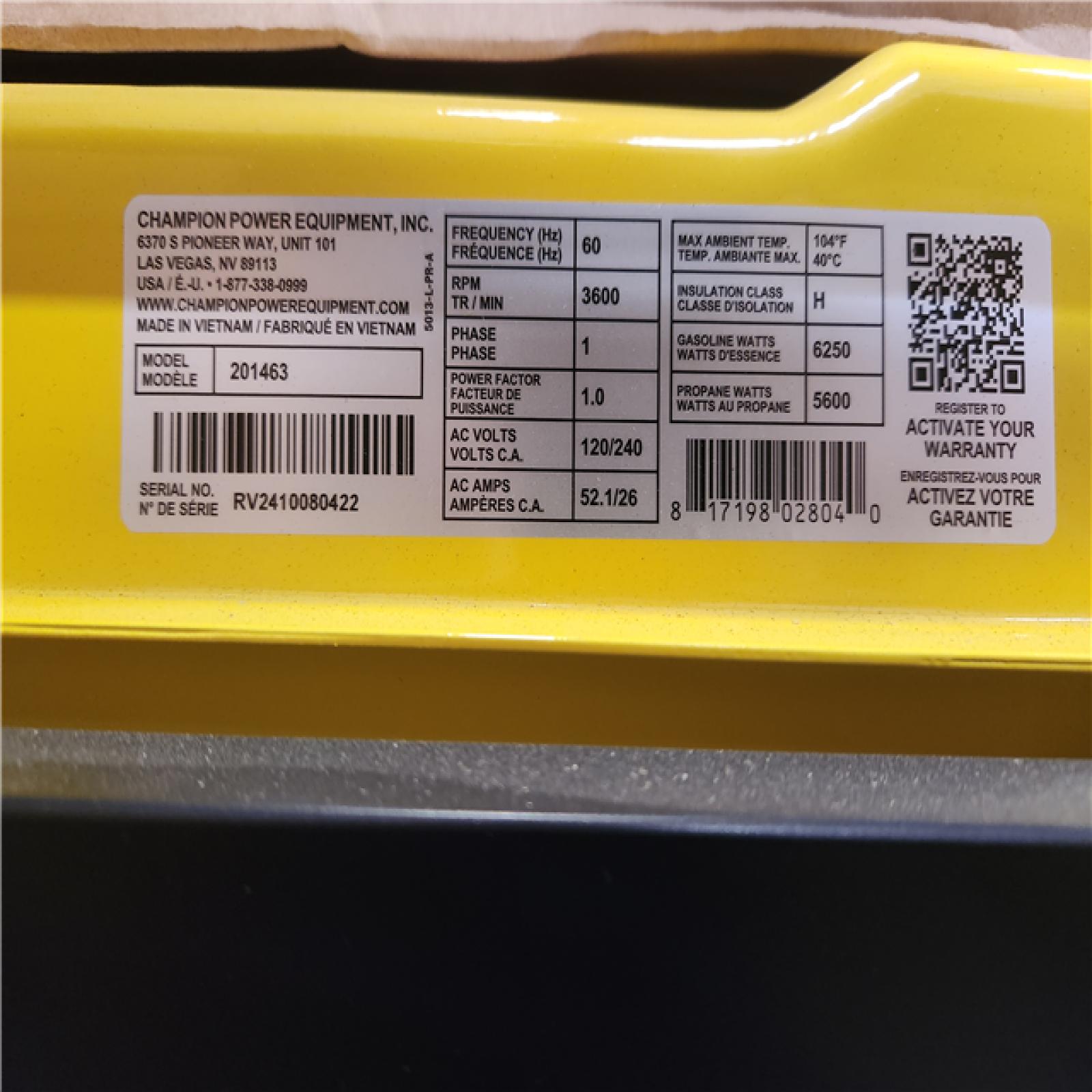 Phoenix Champion Power Equipment 7850/6250-Watt Recoil Start Gasoline and Propane Powered Dual Fuel Portable Generator with CO Shield