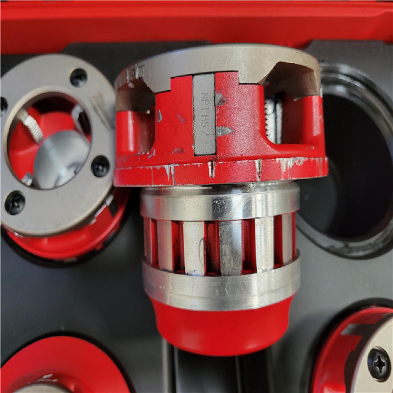 CALIFORNIA AS-IS Milwaukee Packout box w/ (6) NPT Forged Aluminum Die Heads