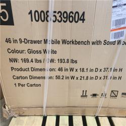Phoenix NEW Husky Tool Storage 46 in. W x 18 in. D 9-Drawer Gloss White Mobile Workbench Cabinet
