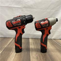 AS-IS Milwaukee M12 12V Lithium-Ion Cordless Drill Driver/Impact Driver Combo Kit