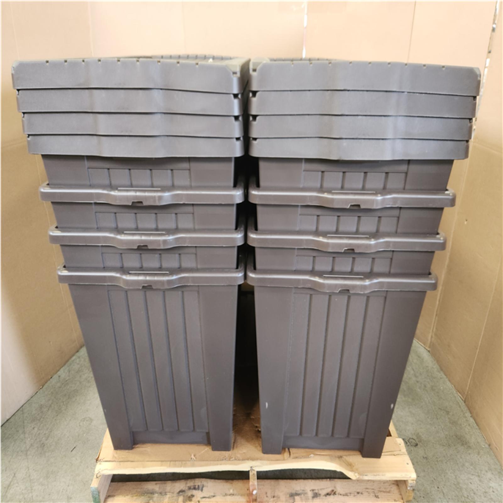 Phoenix LIKE NEW StyleWell 90 Gal. Resin Deck Box with Wheels in Brown Pallet of 8 (RV: $639)