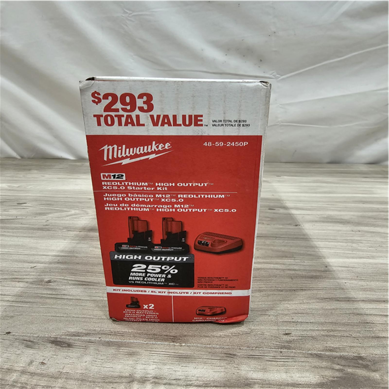 Like New! Milwaukee 12V Lithium-Ion XC High Output 5.0 Ah Battery Pack (2-Pack) Starter Kit with Charger
