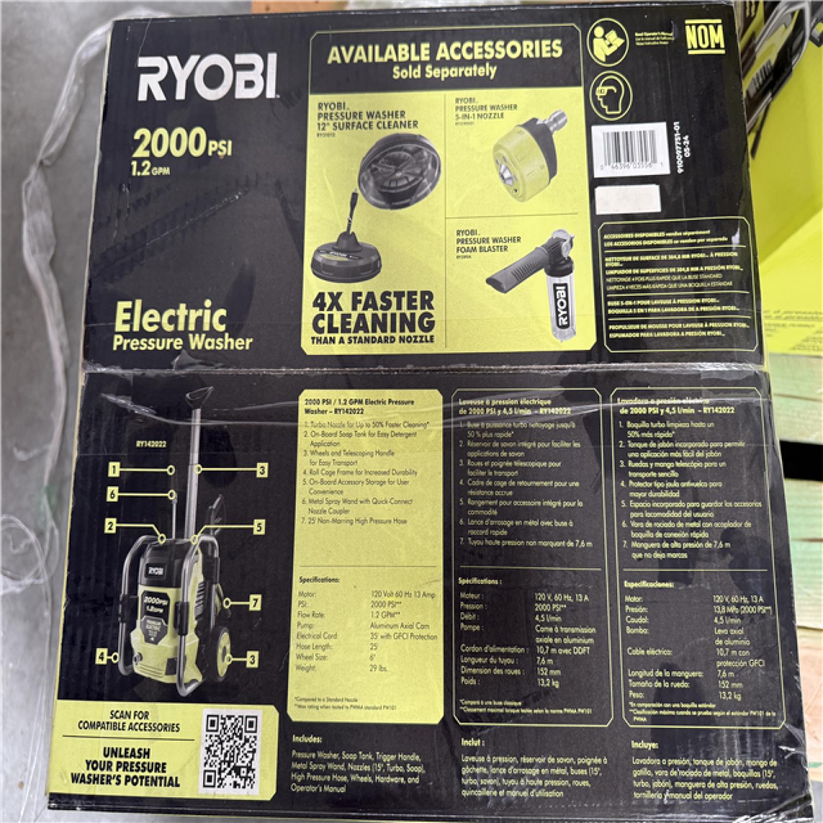 California NEW Sealed Box Ryobi 2000 PSI Electric Pressure Washer