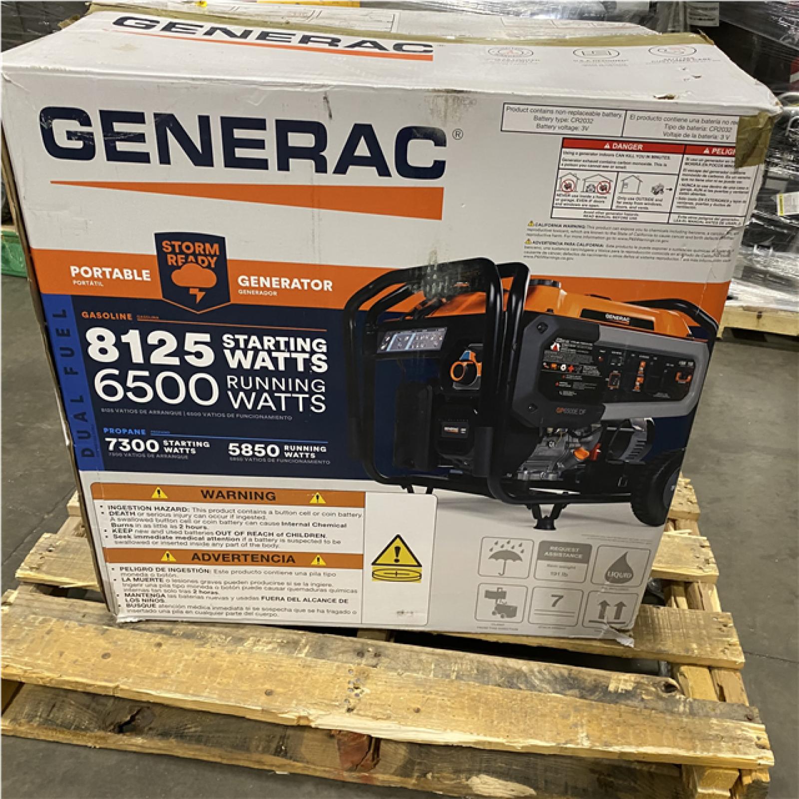 Dallas Location - As-Is Generac 8125/6500-Watt Electric Start Dual Fuel Portable