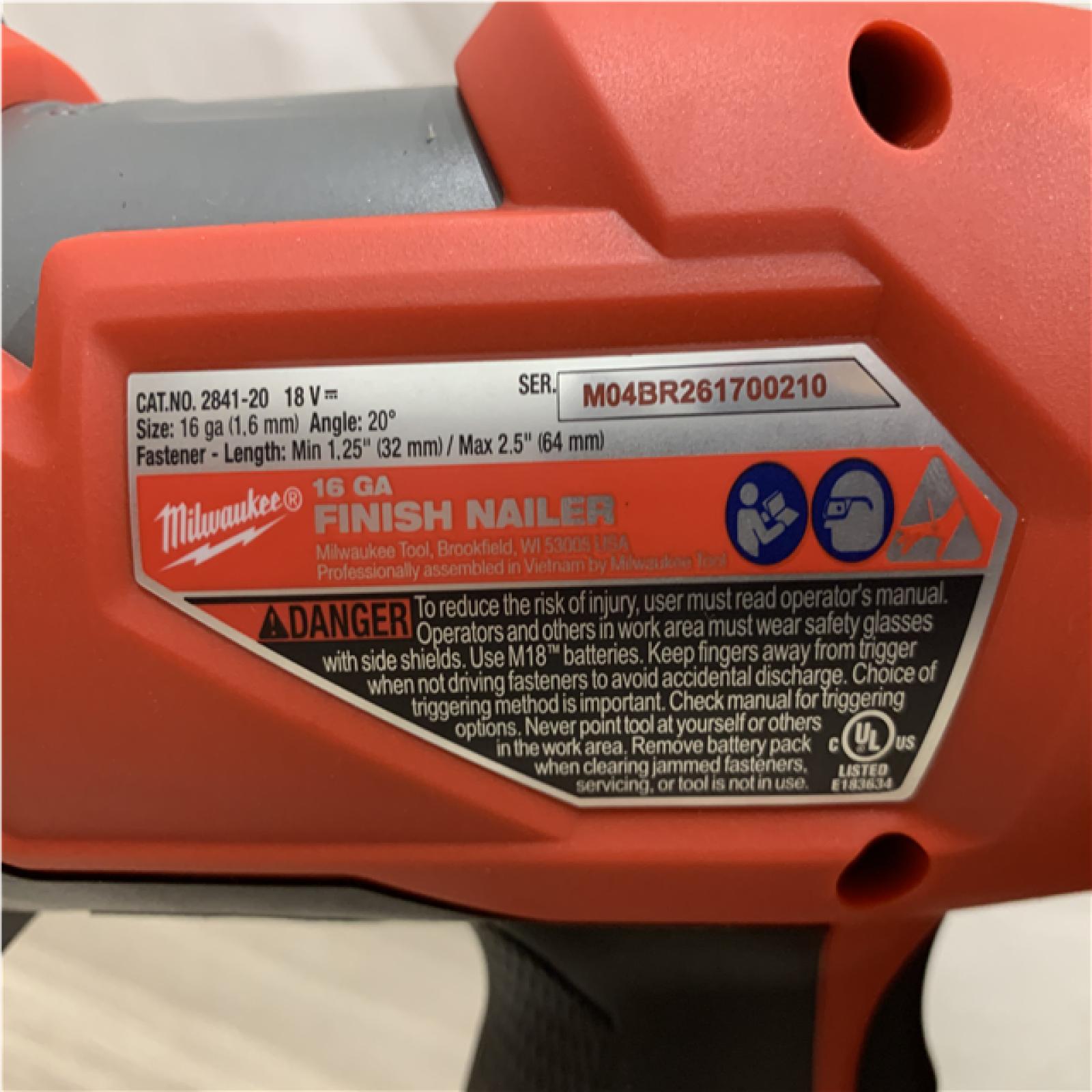 AS-IS Milwaukee FUEL 18-Volt Lithium-Ion Brushless Cordless Gen II 16-Gauge Angled Finish Nailer (Tool-Only)