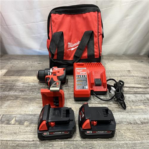 AS-IS Milwaukee 18V Lithium-Ion Brushless Cordless 1/2 in. Compact Drill/Driver Kit