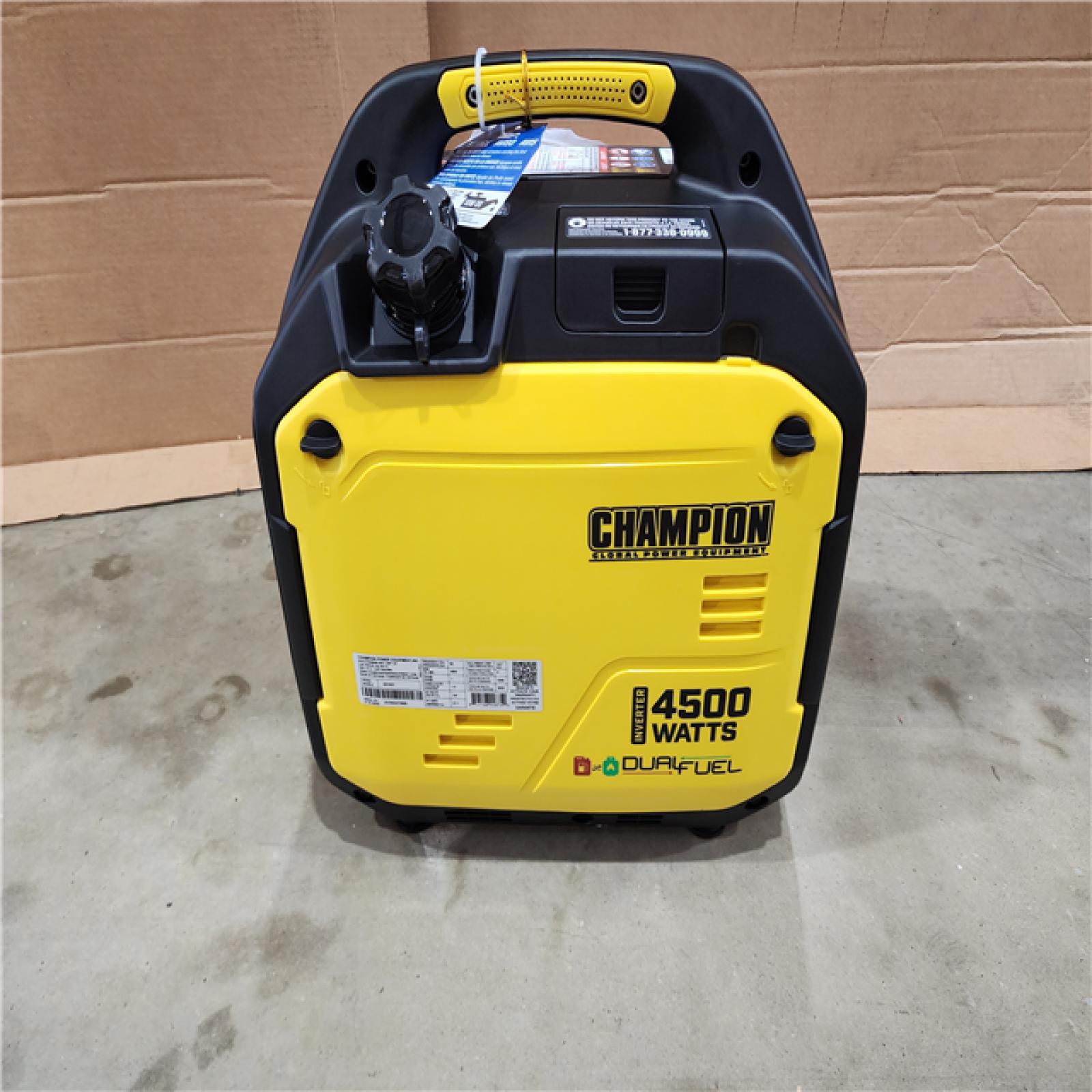 HOUSTON LOCATION - AS - IS CHAMPION 4500/3500-Watt Electric Start Gasoline/Propane Powered Dual Fuel Inverter Generator with Quiet Technology and CO Shield
