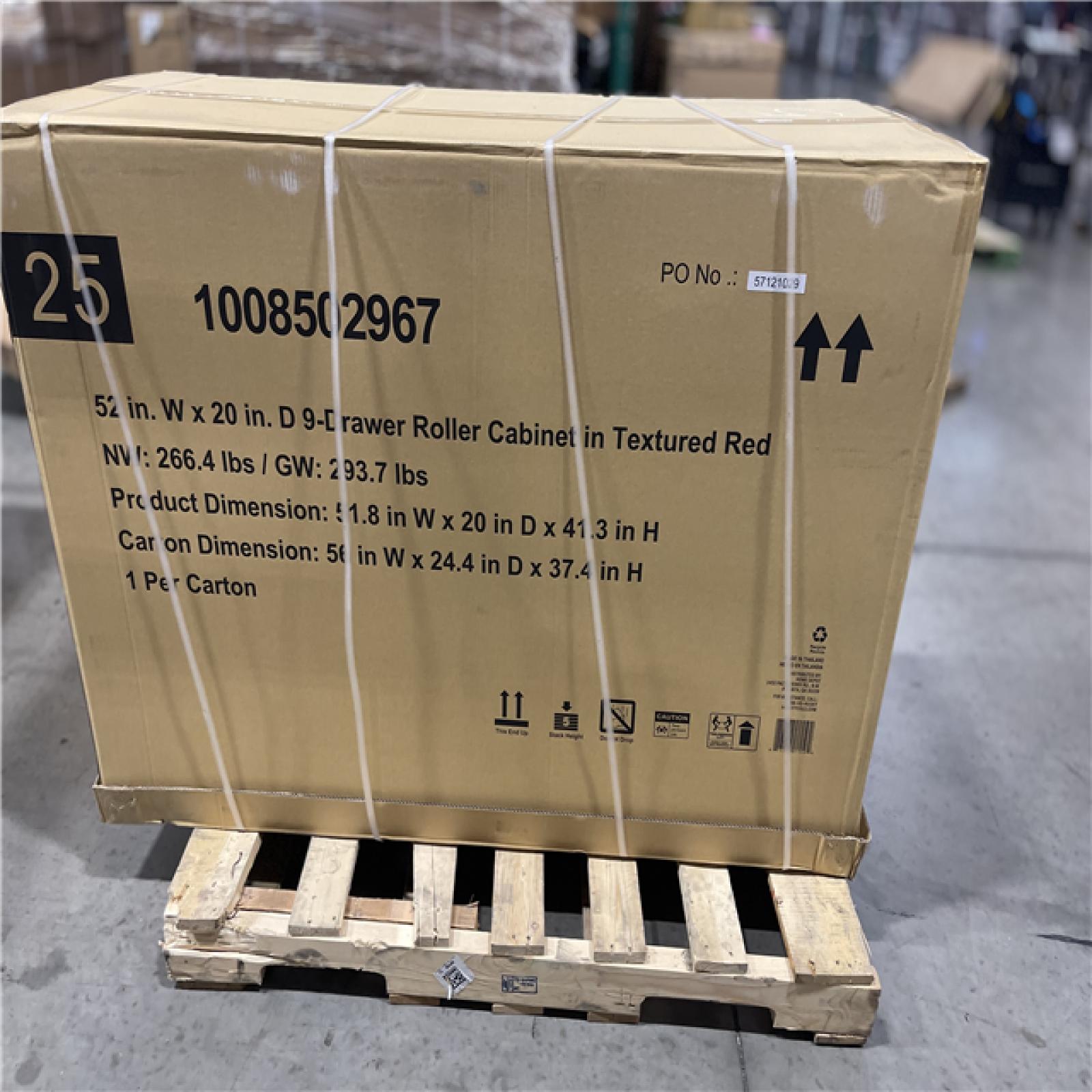 DALLAS LOCATION - Husky Heavy-Duty 52 in. W x 20 in. D 9-Drawer Matte Red Rolling Tool Cabinet