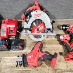 HOUSTON LOCATION - AS-IS MILWAUKEE 4 TOOL COMBO KIT W/ (2) BATTERY & CHARGER