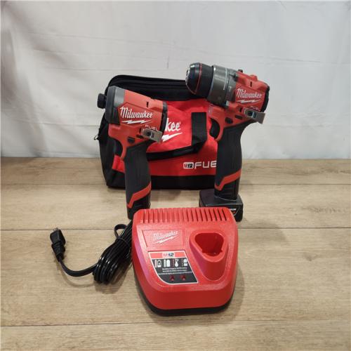 AS-IS- Milwaukee 12V Brushless Hammer Drill and Impact Driver Combo Kit