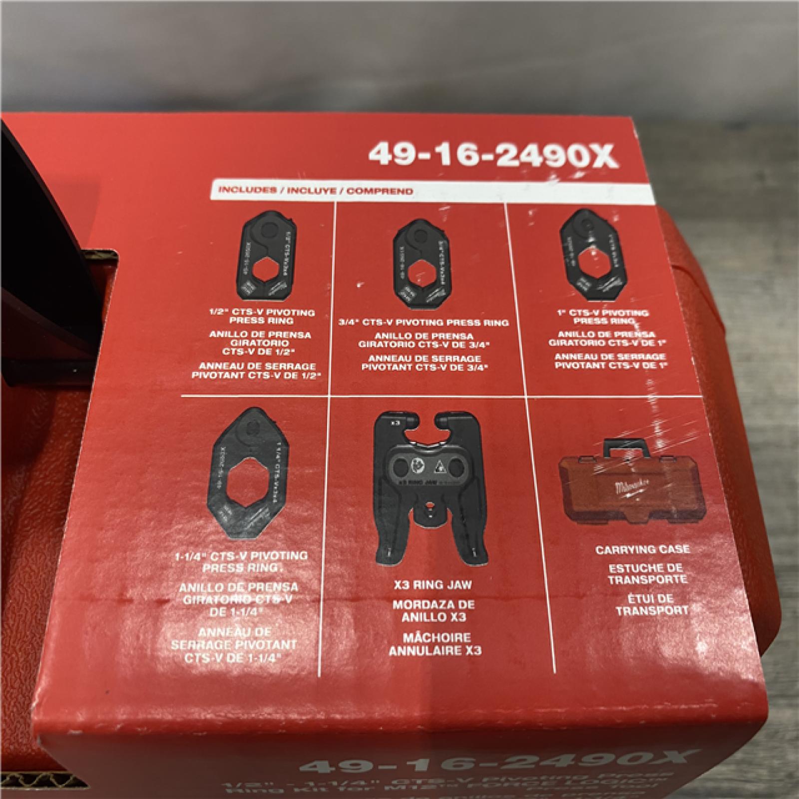 NEW - Milwaukee 1/2 in. - 1-1/4 in. CTS-V Pivoting Press Ring Kit for FORCE LOGIC Press Tool