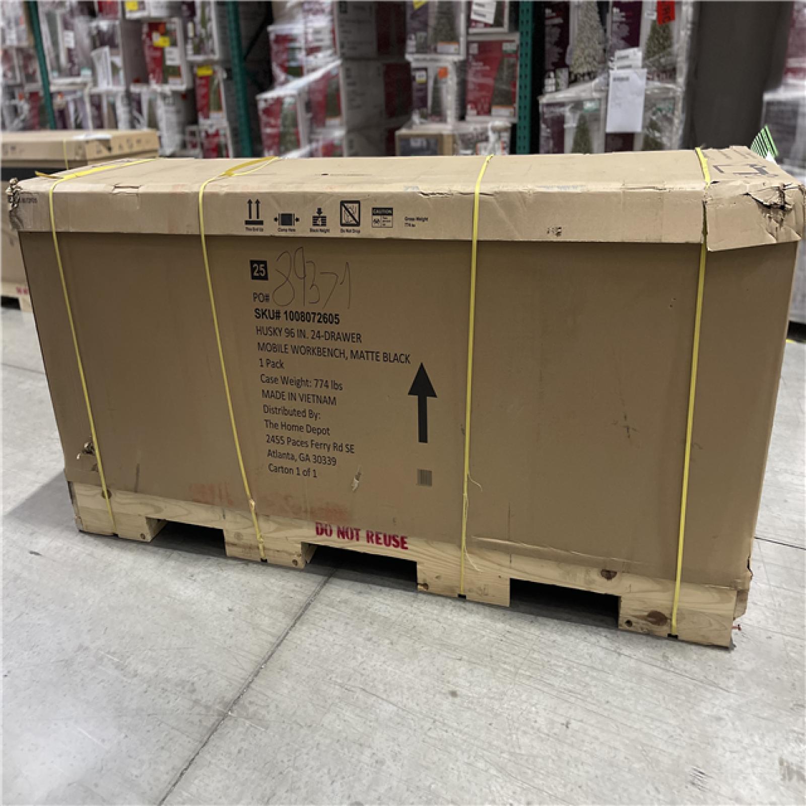 DALLAS LOCATION - Husky Tool Storage Heavy Duty 96 in. W x 24 in. D Matte Black Mobile Workbench Cabinet with Stainless Steel Top