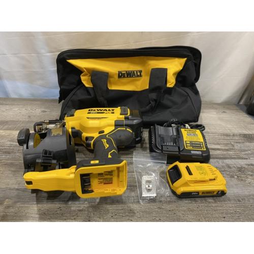 AS-IS DEWALT 20V MAX Lithium-Ion 15-Degree Electric Cordless Roofing Nailer Kit