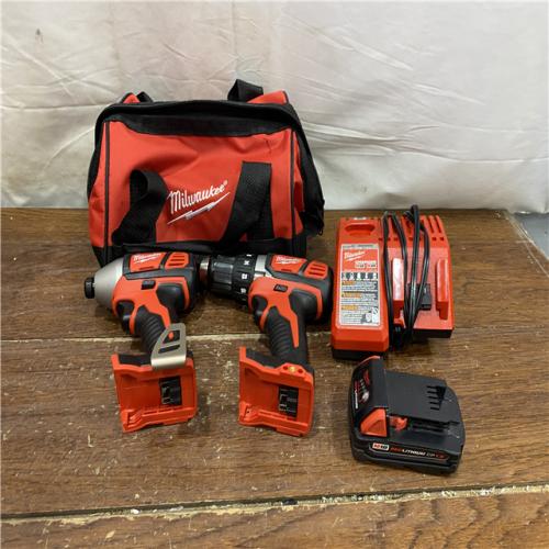 AS-IS  Milwaukee 18V Cordless Brushed 2 Tool Drill/Driver and Impact Driver Kit