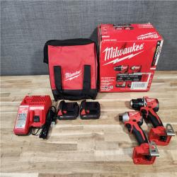 HOUSTON LOCATION - AS-IS Milwaukee M18 18V Lithium-Ion Brushless Cordless Compact Drill/Impact Combo Kit