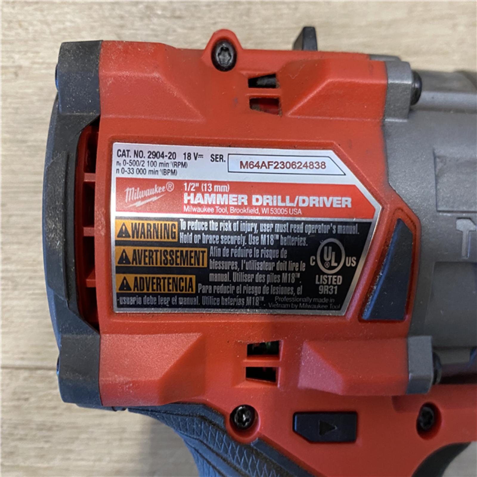 AS-IS Milwaukee FUEL 18V Lithium-Ion Brushless Cordless 1/2 in. Hammer Drill Driver Kit